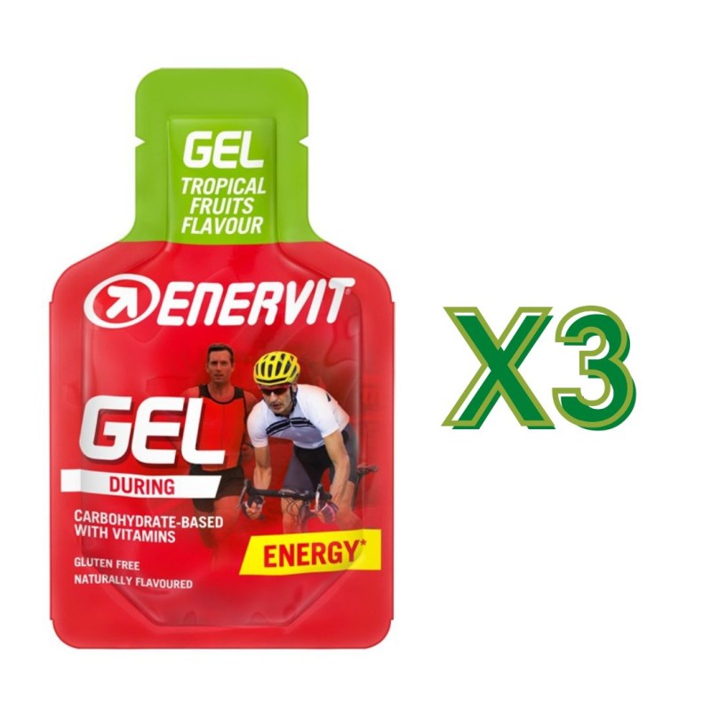 Formato di Enervit Gel Energizzante ai Frutti Tropicali 3 Gel da 25 ml Formato di Enervit Gel Energizzante ai Frutti Tropicali 3 Gel da 25 ml