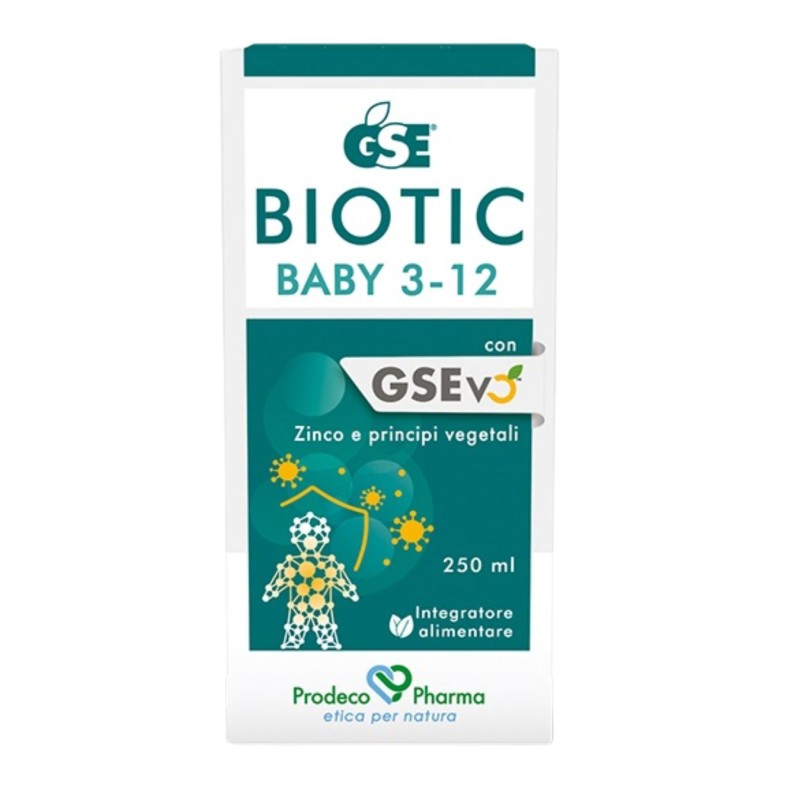 Scatola GSE Biotic Baby 3-12 Integratore Antibiotico Naturale Flacone 250ml Scatola GSE Biotic Baby 3-12 Integratore Antibiotico Naturale Flacone 250ml