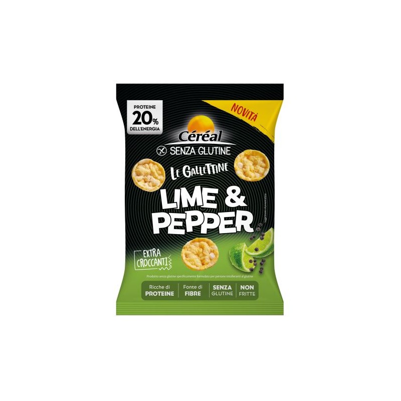 confezione di Cereal Le Gallettine Lime & Pepper Snack Salato Senza Glutine 60g confezione di Cereal Le Gallettine Lime & Pepper Snack Salato Senza Glutine 60g