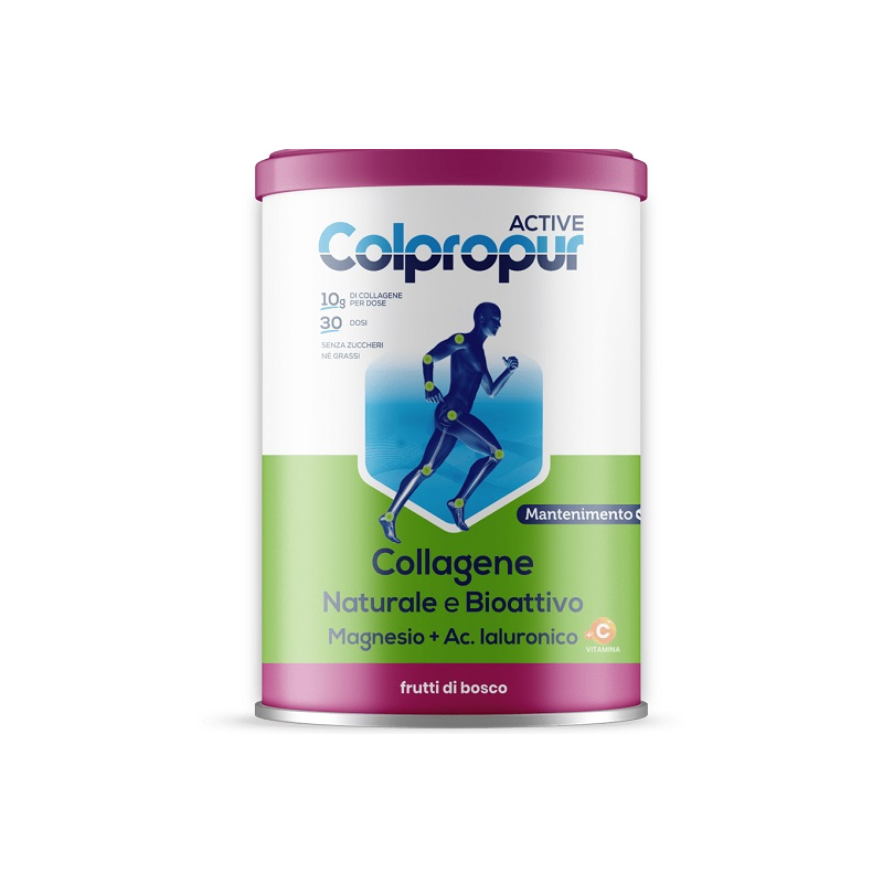 barattolo di Colpropur Active Integratore con Collagene Naturale Gusto Frutti di Bosco 345gr