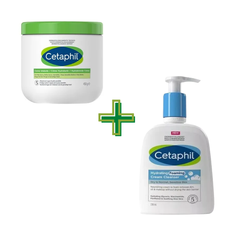 foto di Cetaphil Crema Idratante 450g + Crema Schiumogena Idratante 236ml foto di Cetaphil Crema Idratante 450g + Crema Schiumogena Idratante 236ml