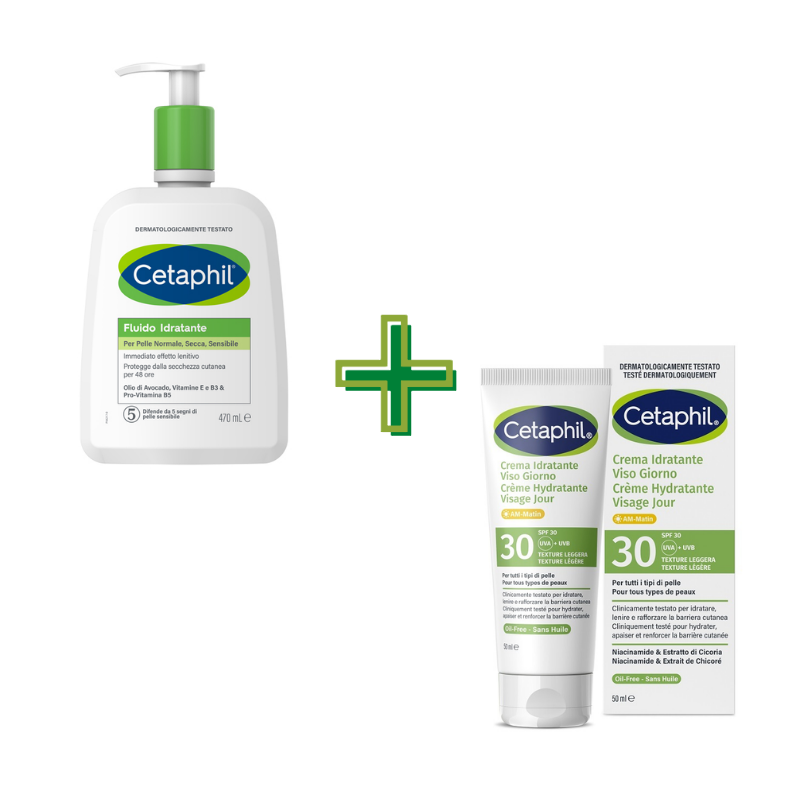 foto di Cetaphil Crema Idratante SPF30 Viso 50ml + Fluido Idratante 470 ml