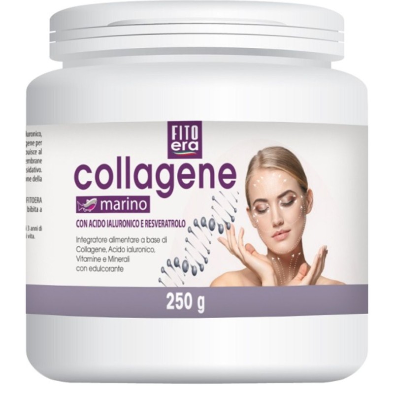 barattolo di Fitoera Collagene Marino Integratore con Acido Ialuronico per Pelle 250g barattolo di Fitoera Collagene Marino Integratore con Acido Ialuronico per Pelle 250g