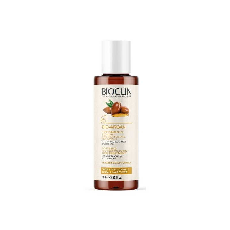 flacone di Bioclin Bio Argan Olio Capelli Nutriente e Lucidante 100 ml