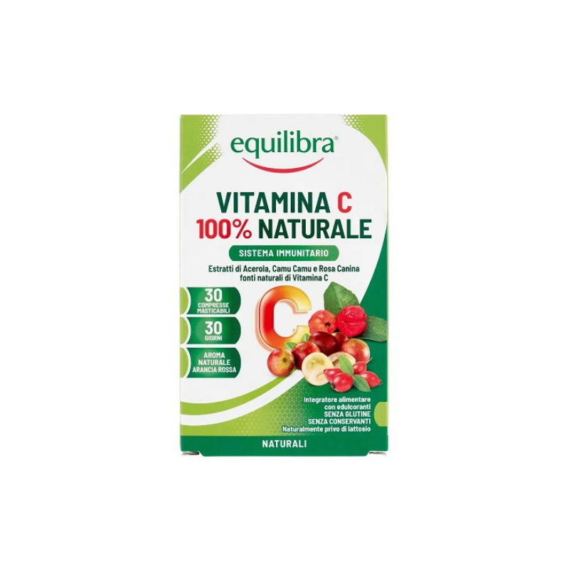 confezione di Equilibra Vitamina C 100% Naturale Integratore di Vitamina C 30 Compresse Masticabili confezione di Equilibra Vitamina C 100% Naturale Integratore di Vitamina C 30 Compresse Masticabili