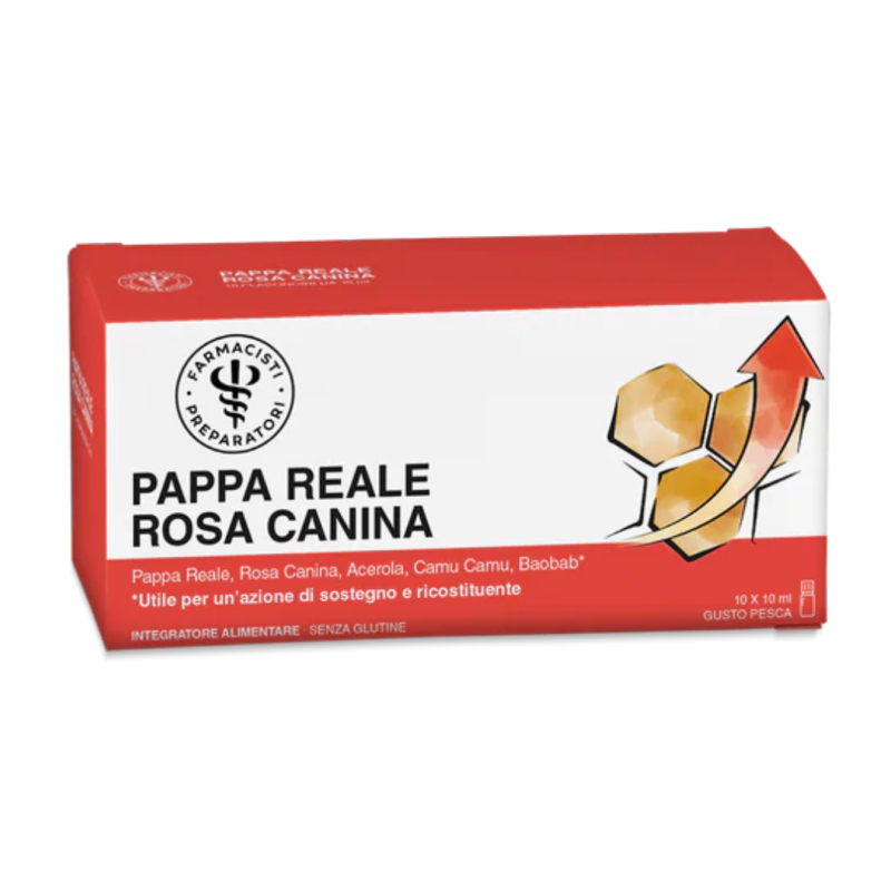 Unifarco Pappa Reale Rosa Canina Integratore ricostituente per Stanchezza e Affaticamento 10 Flaconcini Gusto Pesca