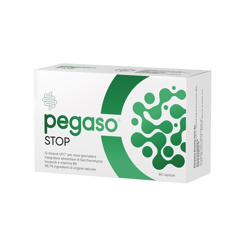 confezione di Pegaso Stop Integratore per Intestino e Difese Immunitarie 60 Capsule confezione di Pegaso Stop Integratore per Intestino e Difese Immunitarie 60 Capsule