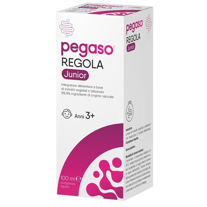 confezione di Pegaso Regola Junior Integratore per Regolarità Intestinale Bambini 100ml