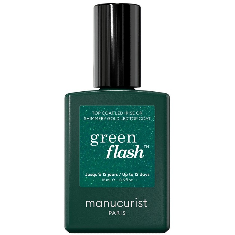 Manucurist Green Flash Shimmery Top Coat Smalto Fissante Golden per Manicure Brillante 15 ml Manucurist Green Flash Shimmery Top Coat Smalto Fissante Golden per Manicure Brillante 15 ml