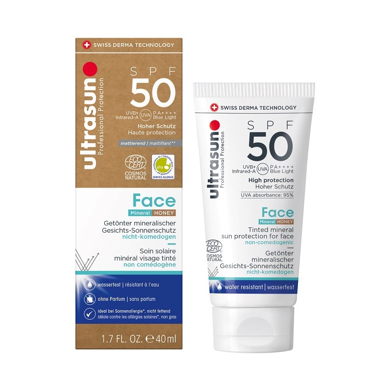 Ultrasun Face Mineral Tint Honey Spf50 crema solare viso minerale per pelli sensibili 40 ml