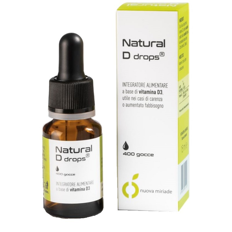 Natural D Drops integratore vitamina D3 per ossa, muscoli e immunità 15 ml