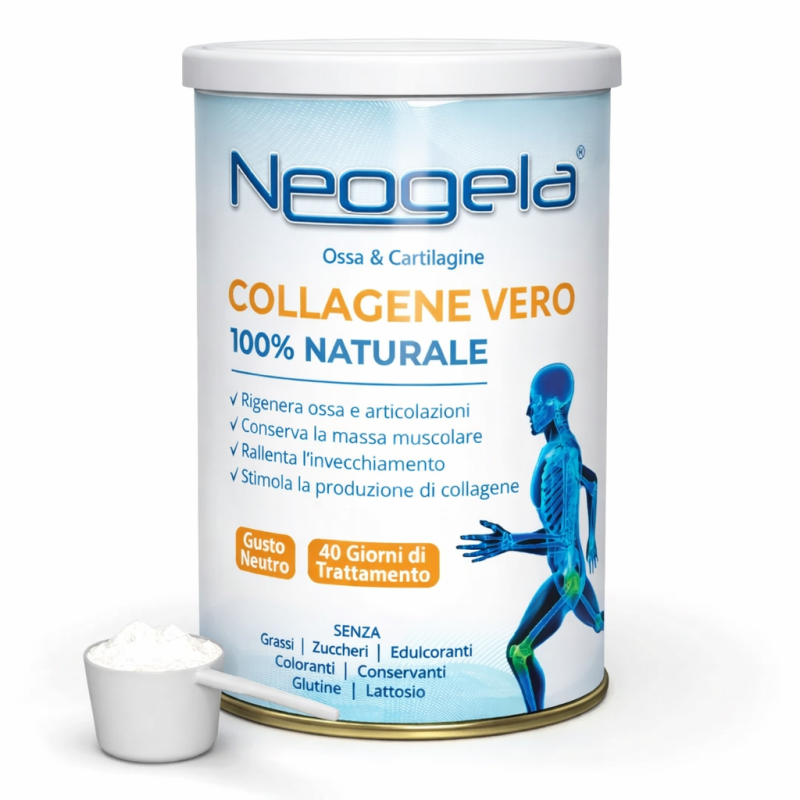 Neogela Collagene Vero Idrolizzato Tipo 1 per Ossa e Articolazioni 200 g Neogela Collagene Vero Idrolizzato Tipo 1 per Ossa e Articolazioni 200 g
