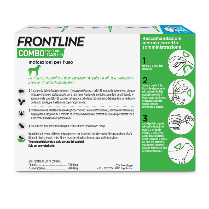 retro confezione di Frontline Combo Antiparassitario Per Cani 10-20kg 3 Pipette retro confezione di Frontline Combo Antiparassitario Per Cani 10-20kg 3 Pipette