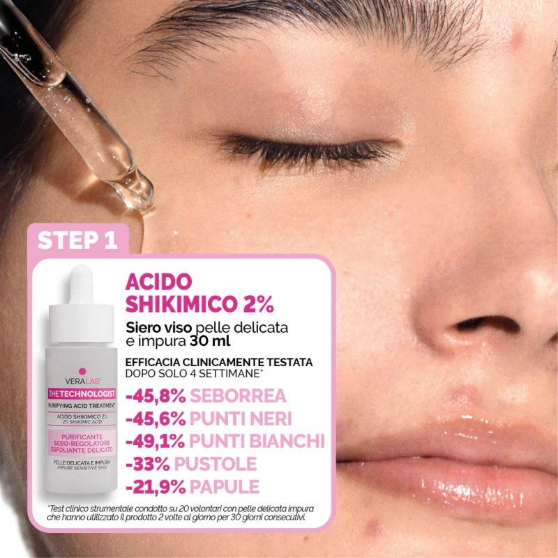 Step 1 Veralab S.O.S Pelle Impura Detergente More Pure 50 ml + Siero Acido Shikimico 30 ml Step 1 Veralab S.O.S Pelle Impura Detergente More Pure 50 ml + Siero Acido Shikimico 30 ml