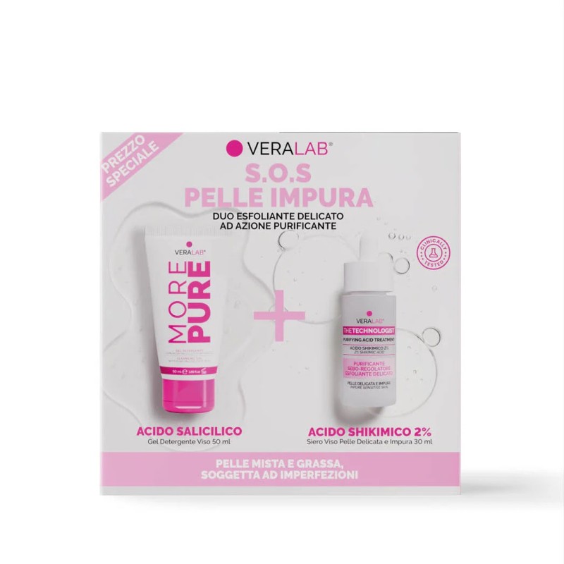 Formato di Veralab S.O.S Pelle Impura Detergente More Pure 50 ml + Siero Acido Shikimico 30 ml Formato di Veralab S.O.S Pelle Impura Detergente More Pure 50 ml + Siero Acido Shikimico 30 ml