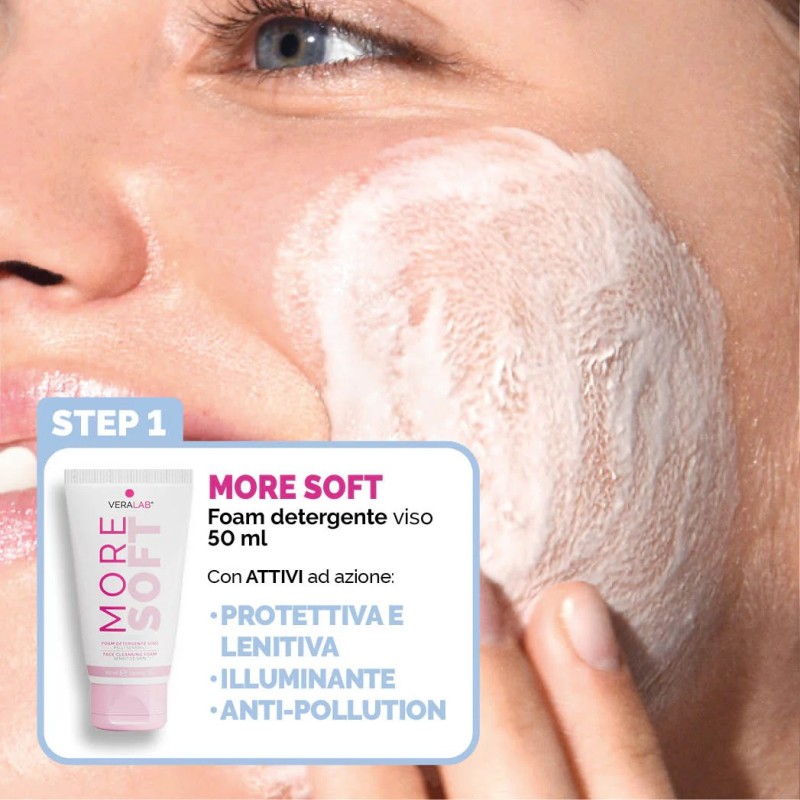 Step 1 Veralab Kit S.O.S Pelle Sens Ble Detergente More Soft 50 ml + Crema Viso Sensi Blue Face Cream 50 ml