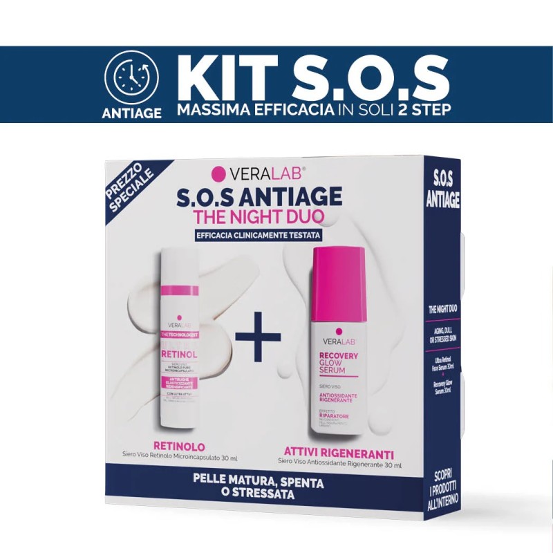 Specifiche di Veralab S.O.S Antiage The Night Duo Siero Viso Ultra Retinol 30 ml + Siero Viso Recovery Glow 30 ml
