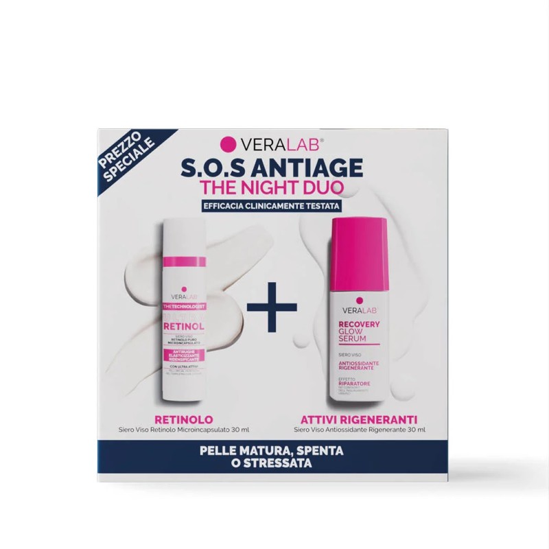 Formato di Veralab S.O.S Antiage The Night Duo Siero Viso Ultra Retinol 30 ml + Siero Viso Recovery Glow 30 ml
