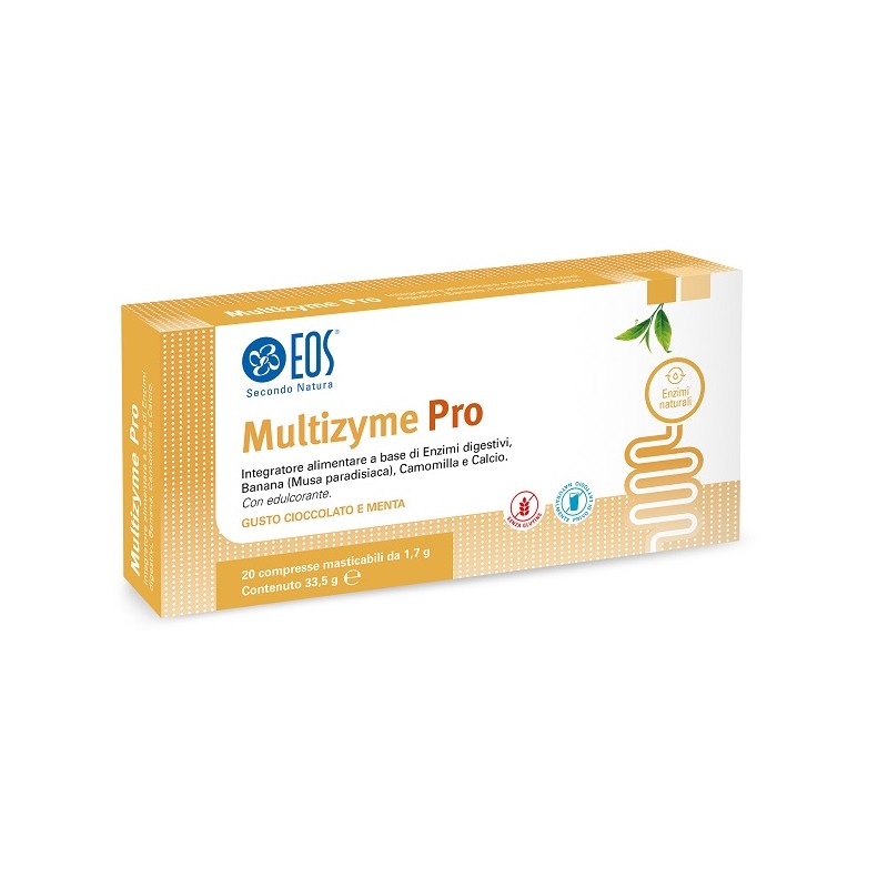 confezione di Eos Multizyme Pro Integratore Digestivo Gusto Cioccolato e Menta 20 Compresse Masticabili confezione di Eos Multizyme Pro Integratore Digestivo Gusto Cioccolato e Menta 20 Compresse Masticabili