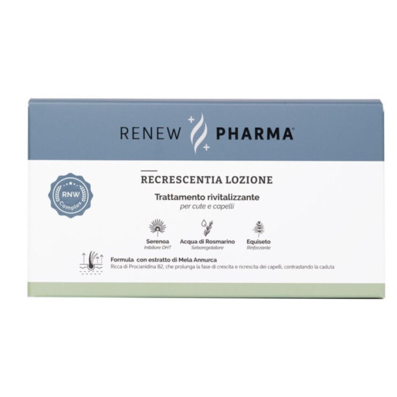 Confezione Renew Pharma Recrescentia Lozione Trattamento Rivitalizzante 15 Fiale 3,5ml