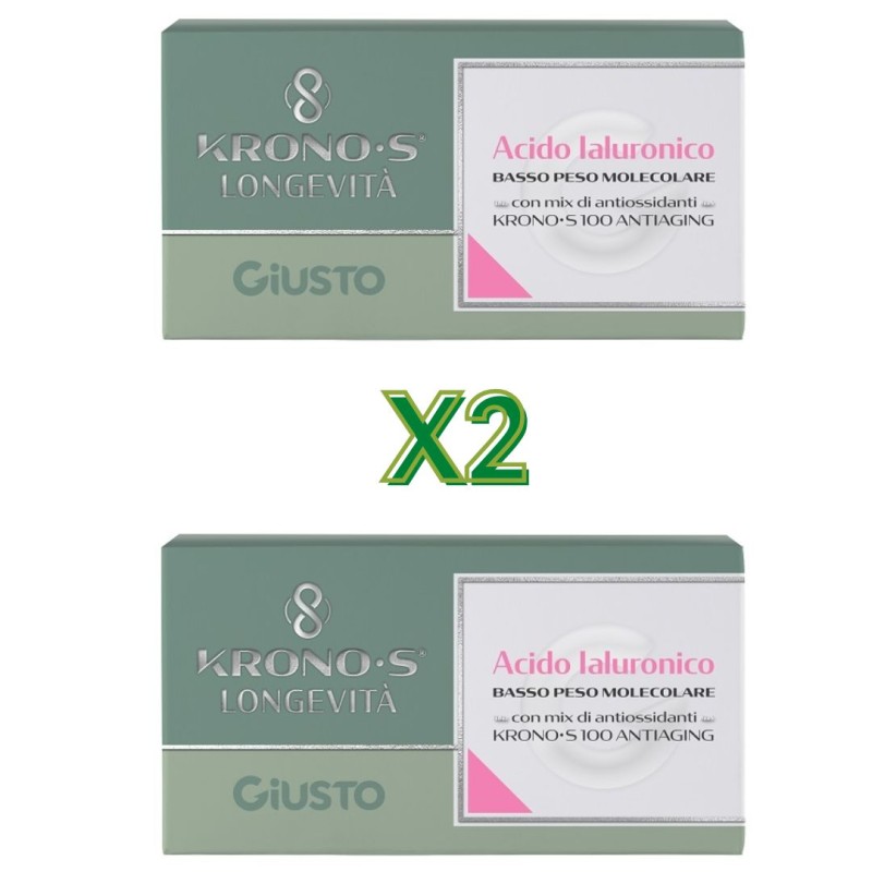 pacchetto doppio di Kronos Longevità Integratore di Acido Ialuronico 10 Bustine