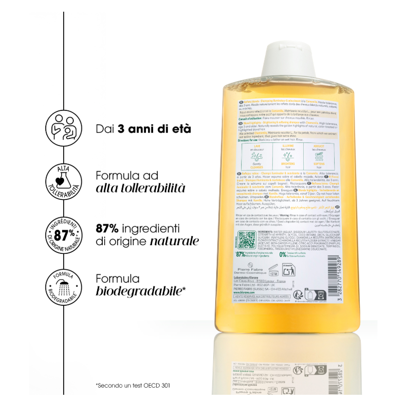 Klorane Shampoo alla Camomilla per Capelli Chiari 400ml Klorane Shampoo alla Camomilla per Capelli Chiari 400ml