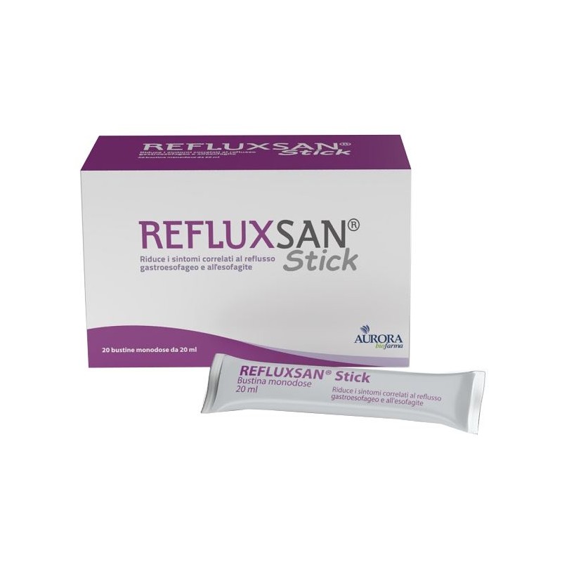 Confezione di Refluxsan Stick per Reflusso Gastroesofageo 20 Stick Monodose da 20ml Confezione di Refluxsan Stick per Reflusso Gastroesofageo 20 Stick Monodose da 20ml
