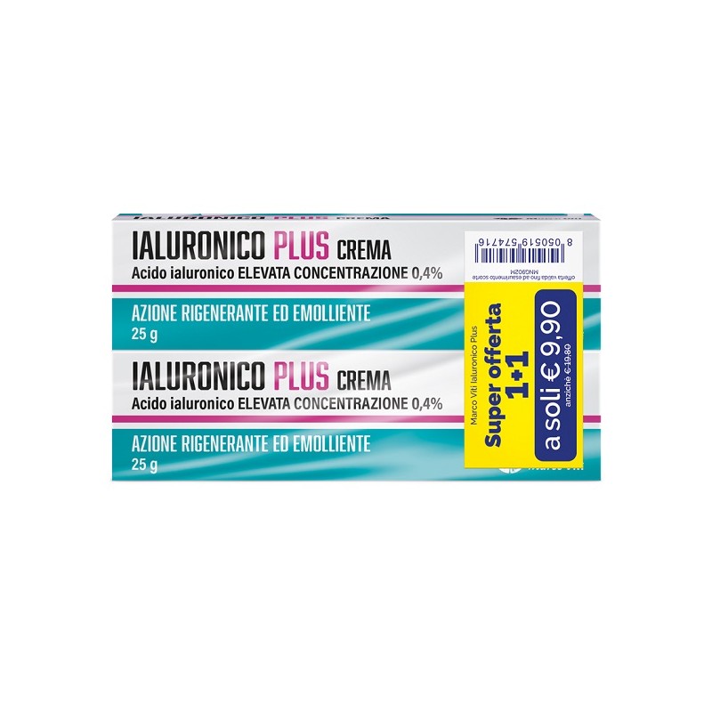 Ialuronico Plus Crema idratante e rigenerante per pelle secca 2 tubi da 25 g Ialuronico Plus Crema idratante e rigenerante per pelle secca 2 tubi da 25 g