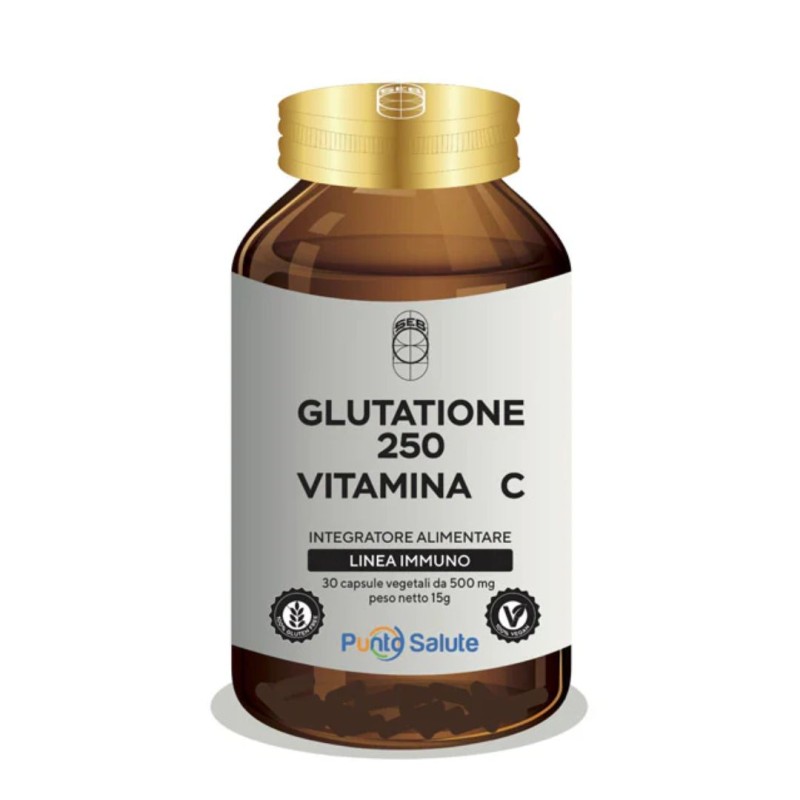 barattolo di Glutatione 250 Vitamina C Integratore Antiossidante per Fegato 30 Capsule