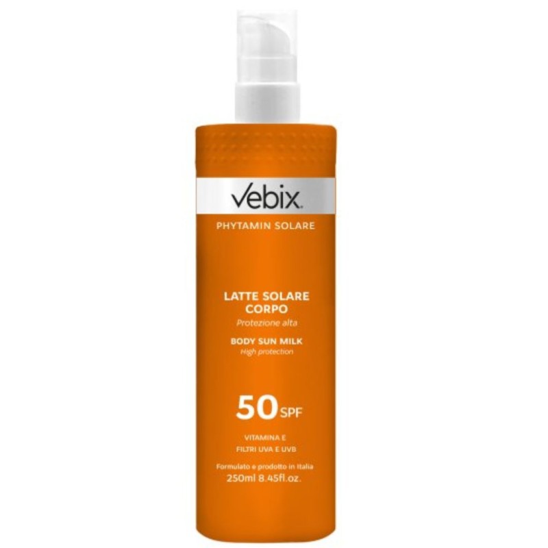 Vebix Phytamin Latte Solare Corpo e Viso SPF50 Pelle Chiara e Sensibile 250ml Vebix Phytamin Latte Solare Corpo e Viso SPF50 Pelle Chiara e Sensibile 250ml