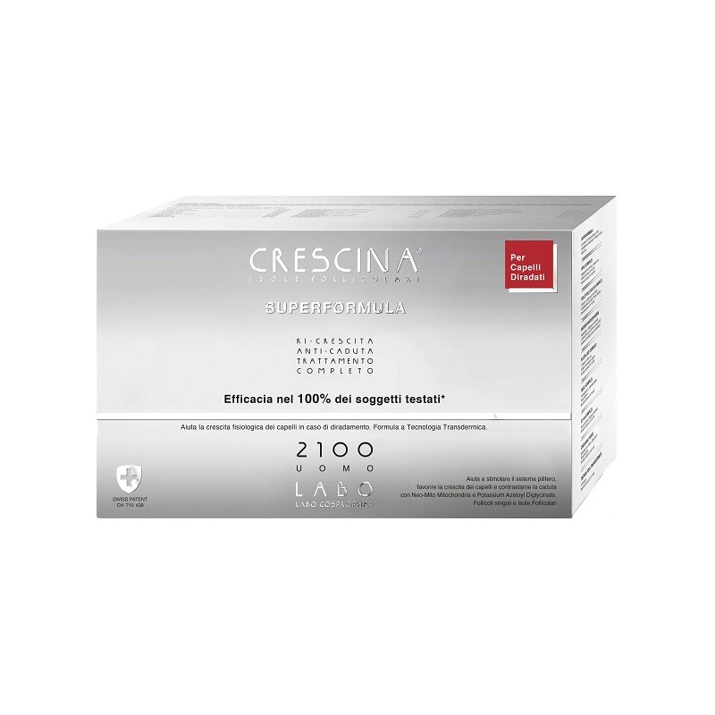 Crescina Isole Follicolari Super Formula 2100 Uomo trattamento anticaduta e ricrescita capelli 40 fiale da 3,5ml