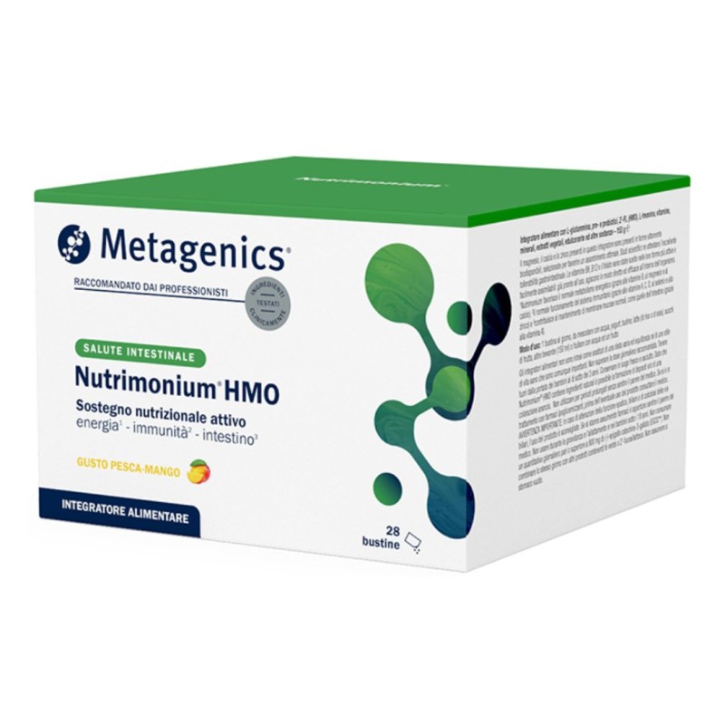 Nuova Confezione Nutrimonium HMO Integratore Flora Intestinale Gusto Pesca e Mango 28 Bustine