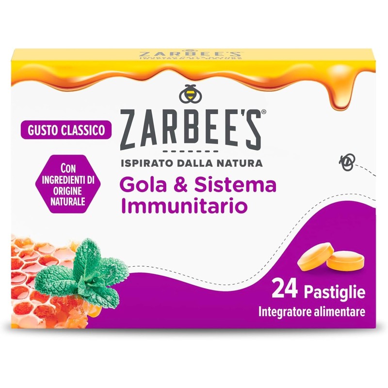 confezione di Zarbee's Caramelle per Gola Irritata e Sistema Immunitario Gusto Classico 24 Pastiglie confezione di Zarbee's Caramelle per Gola Irritata e Sistema Immunitario Gusto Classico 24 Pastiglie