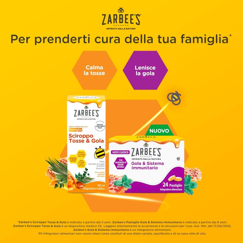 Zarbee's Caramelle per Gola Irritata e Sistema Immunitario Gusto Classico 24 Pastiglie Zarbee's Caramelle per Gola Irritata e Sistema Immunitario Gusto Classico 24 Pastiglie