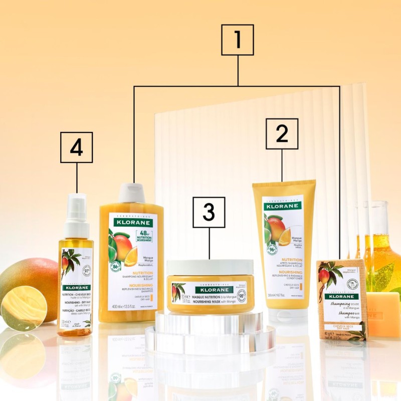 Routine di Klorane Shampoo Al Mango per Capelli Secchi Idratante 400ml Routine di Klorane Shampoo Al Mango per Capelli Secchi Idratante 400ml