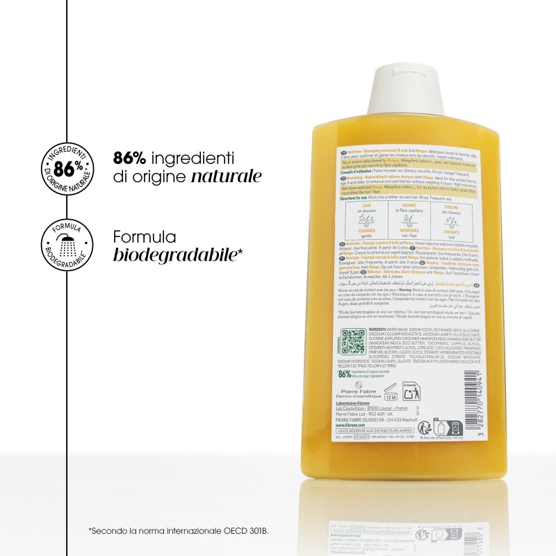 Ingredienti di Klorane Shampoo al Mango per Capelli Secchi 200ml Ingredienti di Klorane Shampoo al Mango per Capelli Secchi 200ml