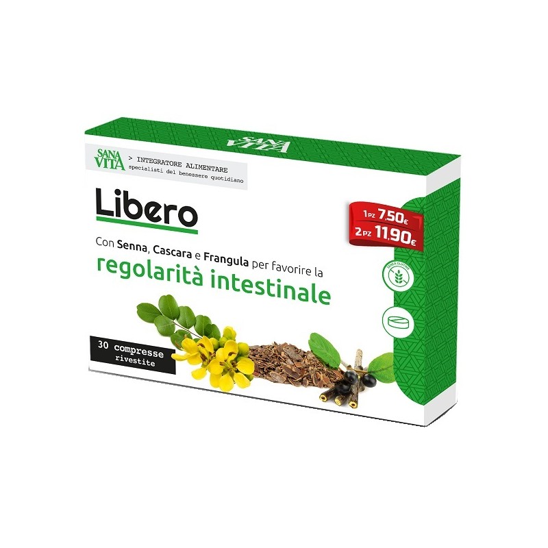Sanavita Libero integratore per regolarità intestinale 30 compresse Sanavita Libero integratore per regolarità intestinale 30 compresse