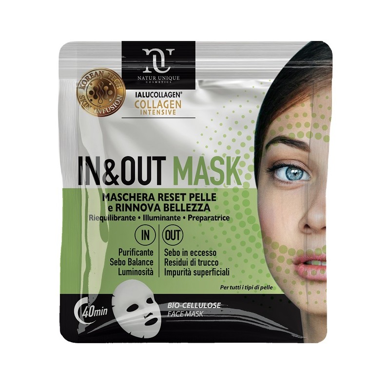 Natur Unique Ialucollagen Collagen Intensive In & Out Mask maschera viso illuminante e idratante 26 g Natur Unique Ialucollagen Collagen Intensive In & Out Mask maschera viso illuminante e idratante 26 g