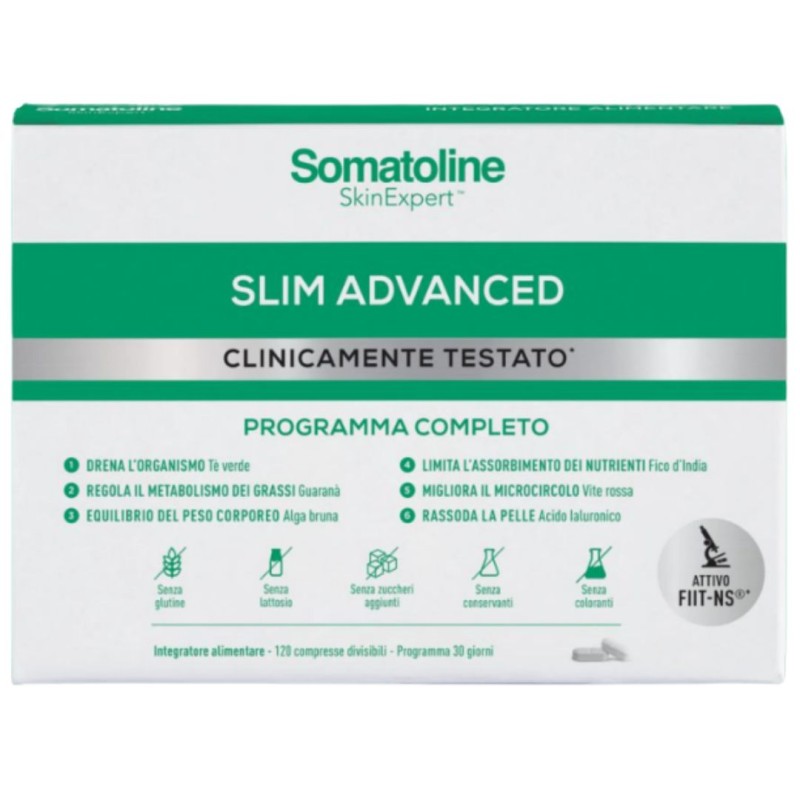 confezione di Somatoline Skin Expert Slim Advanced Integratore Drenante e Snellente 120 Compresse