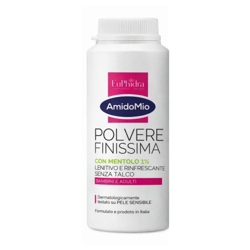 Barattolo Euphidra Amidomio Polvere Finissima con Mentolo 1% Lenitiva e Rinfrescante 125g Barattolo Euphidra Amidomio Polvere Finissima con Mentolo 1% Lenitiva e Rinfrescante 125g