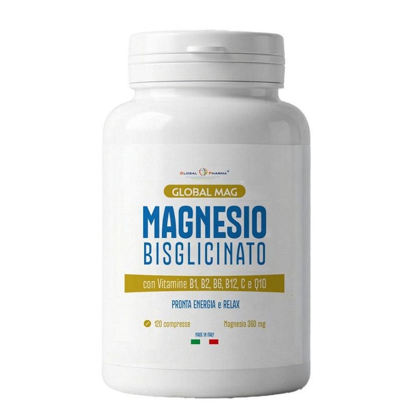 Global Mag Magnesio Bisglicinato per Energia e Benessere Muscolare 120 Compresse Global Mag Magnesio Bisglicinato per Energia e Benessere Muscolare 120 Compresse