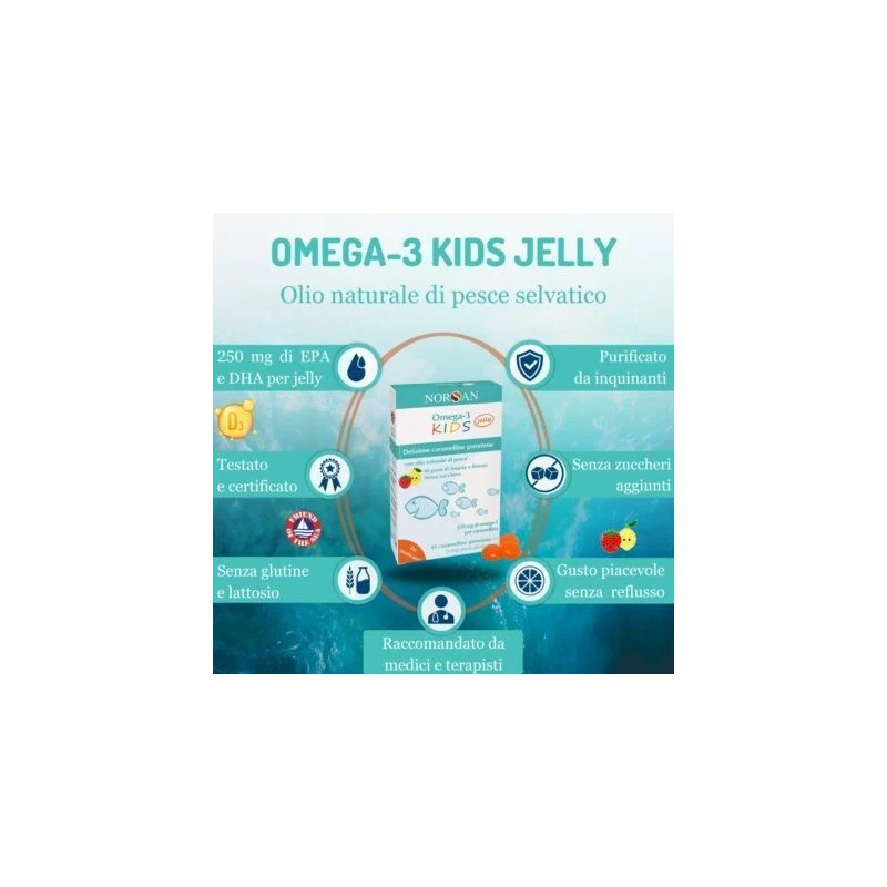 Specifiche del prodotto Norsan Omega 3 Kids Integratore di Omega 3 per Bambini 120 Jelly