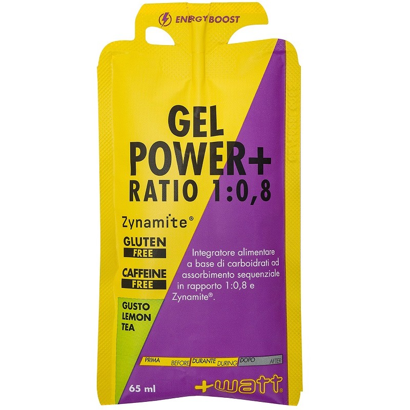 Gel Power+ Ratio 1:0,8 Lemon Tea gel energetico con Zynamite per energia e performance sportiva 65ml