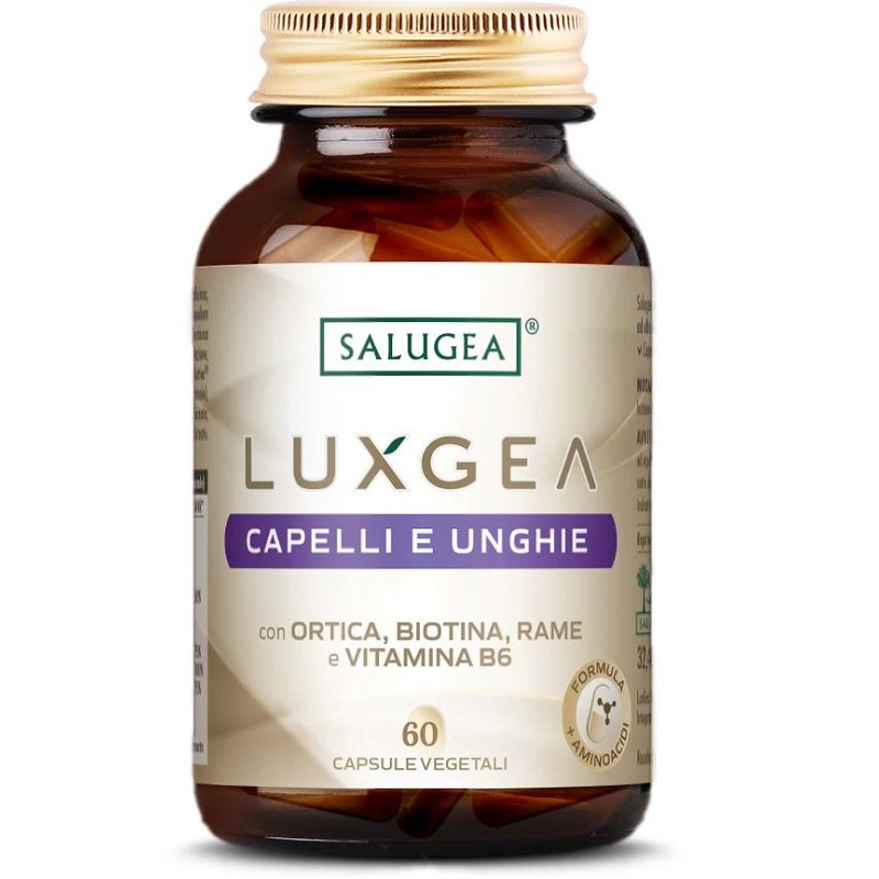 Barattolo Salugea Luxgea Capelli e Unghie per Forza e Benessere di Capelli e Unghie 60 Capsule Vegetali