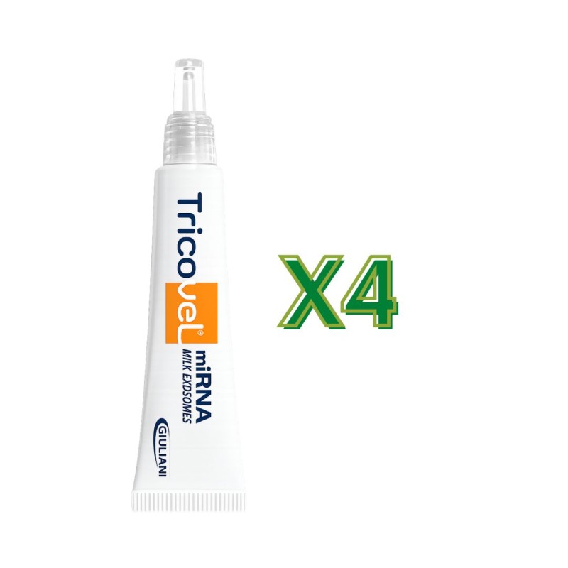 Confezione Tricovel Mirna Milk Exosomes Gel Ricrescita per Caduta Capelli 4x15ml