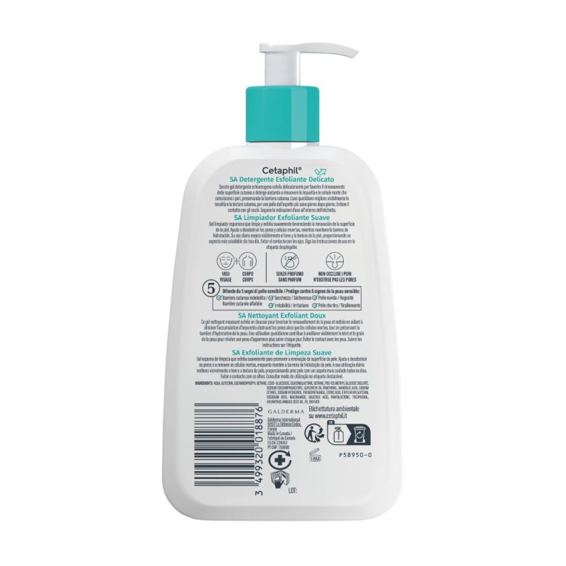 Specifiche di Cetaphil Sa Detergente Esfoliante Delicato per Pelle Sensibile 236 ml