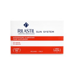 Confezione frontale Rilastil Sun System Integratore per Pelle e Abbronzatura 30 Capsule Confezione frontale Rilastil Sun System Integratore per Pelle e Abbronzatura 30 Capsule