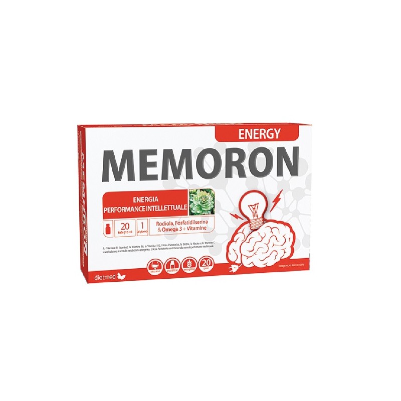 Fronte Dietmed Memoron Energy Tonico Energetico con Ginseng 20 Fiale Fronte Dietmed Memoron Energy Tonico Energetico con Ginseng 20 Fiale