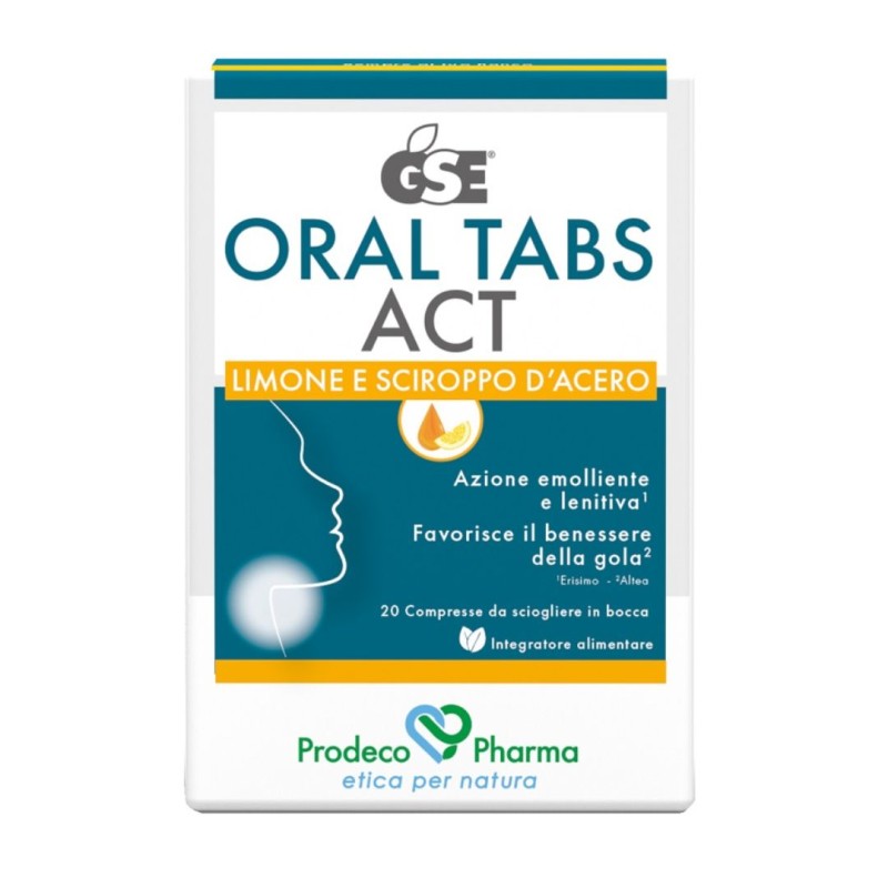 Confezione Gse Oral Tabs Act Integratore per il Benessere della Gola e delle Vie Respiratorie 20 Compresse