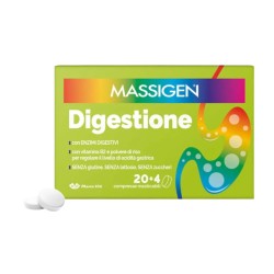 Confezione Massigen Digestione Integratore per Favorire la Digestione e Acidità Gastrica 24 Compresse Masticabili